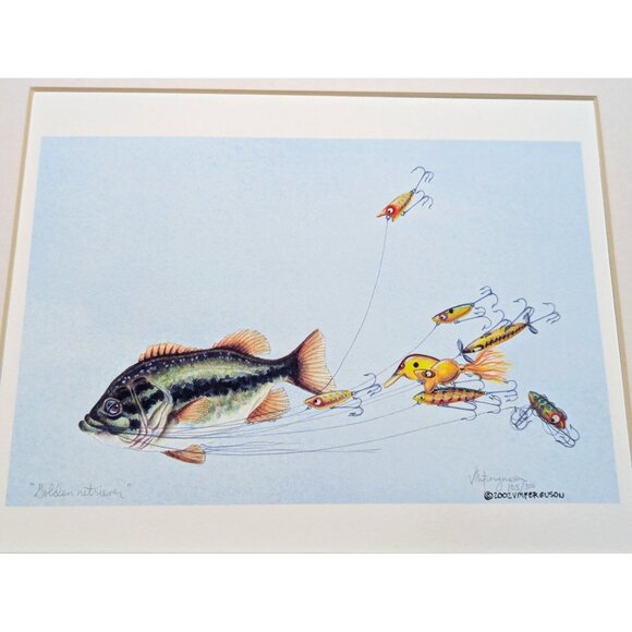 "Golden Retriever" Fish Art Print By Vicki M. Ferguson Ph.D. 14"x11" Watercolor - Picture 1 of 7